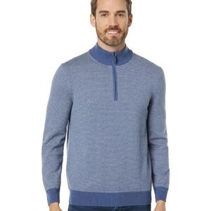 NWT Vineyard Vines Quarter Zip Boathouse Sweater Indigo Stripe Sz L
